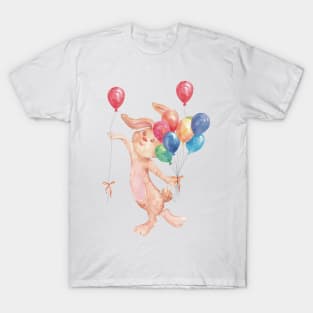 Sweet Cottagecore Bunny with Balloons T-Shirt